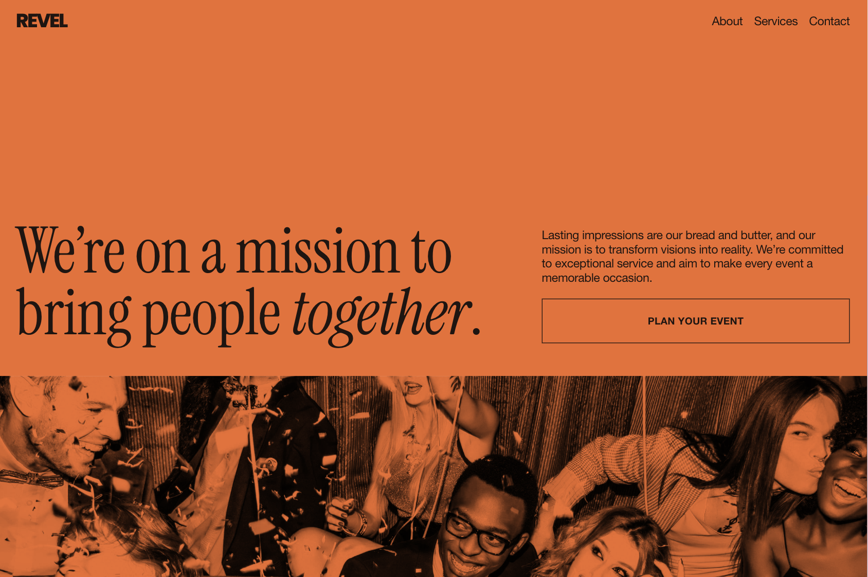 The homepage of Squarespace’s Revel template.