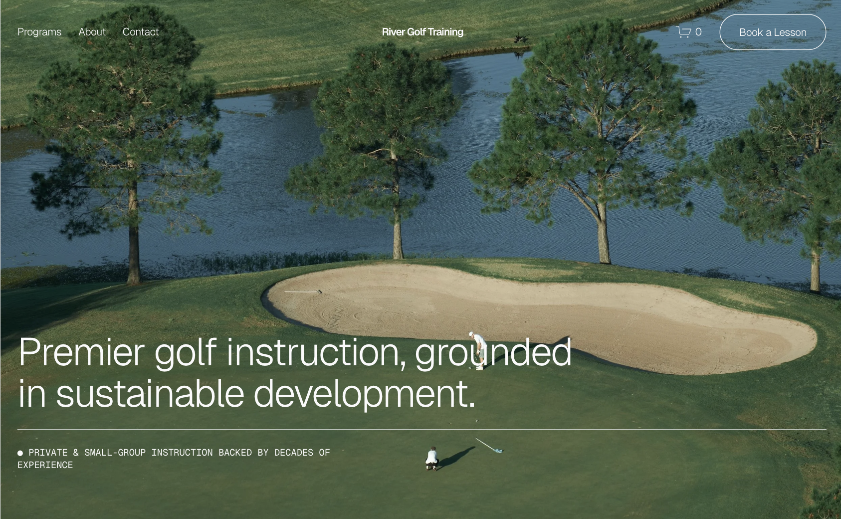 The homepage of Squarespace’s River template.