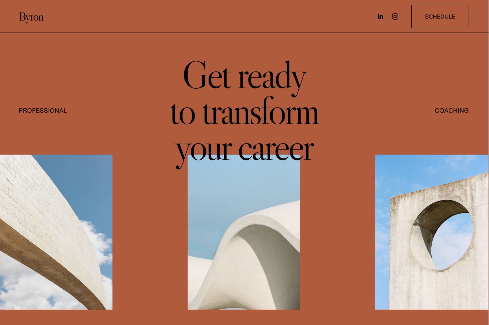 The homepage of Squarespace’s Byron template.