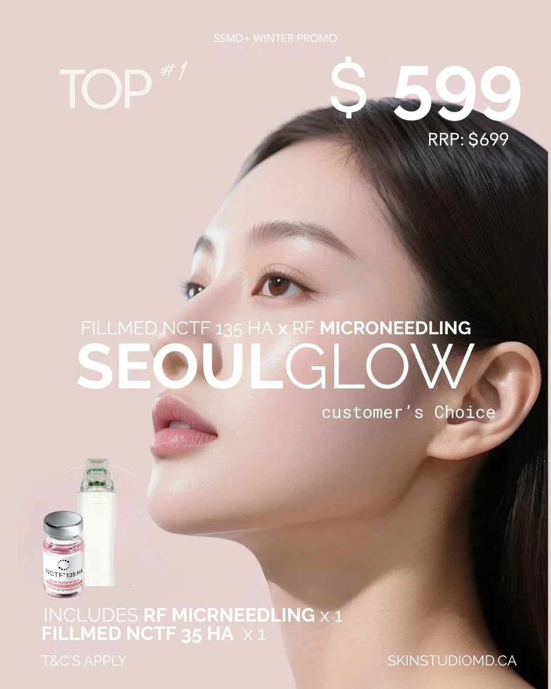 Always bringing the best of Korean skin treatments to Vancouver, this treatment combines RF microneedling with Fillmed NCTF 35 HA for a powerful double-action boost.

 It works to stimulate collagen, smooth texture, and deeply hydrate your skin, leav