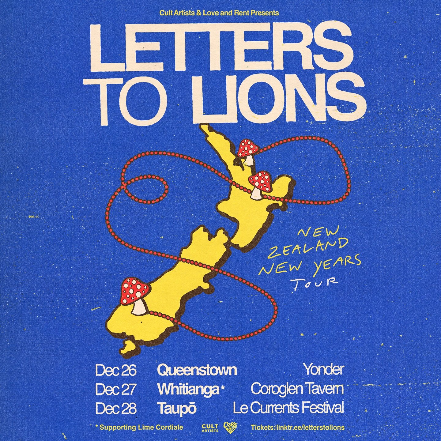 NEW ZEALAND!!! 🇳🇿 WE&rsquo;RE COMING FOR NEW YEARS.
QUEENSTOWN, WHITIANGA*, TAUPŌ. (*SUPPORTING OUR MATES LIME CORDIALE) 

SEE YOU SOON.