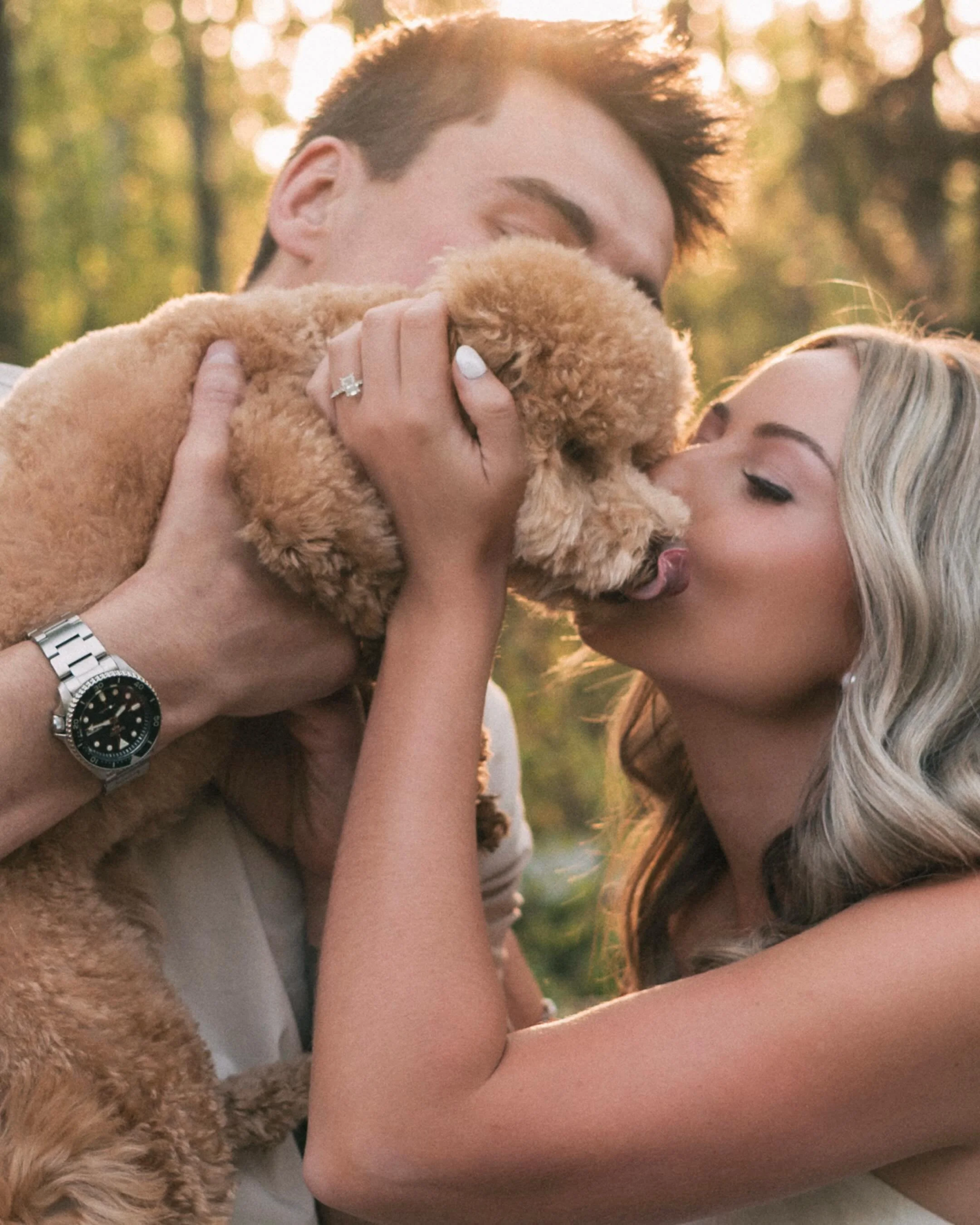 These two just bring so much sunshine and light when they walk into a room! Their love for one another and their sweet fur baby Lainey just makes you smile. We had the best time being in nature and celebrating their love. Emily noticed at the end of 