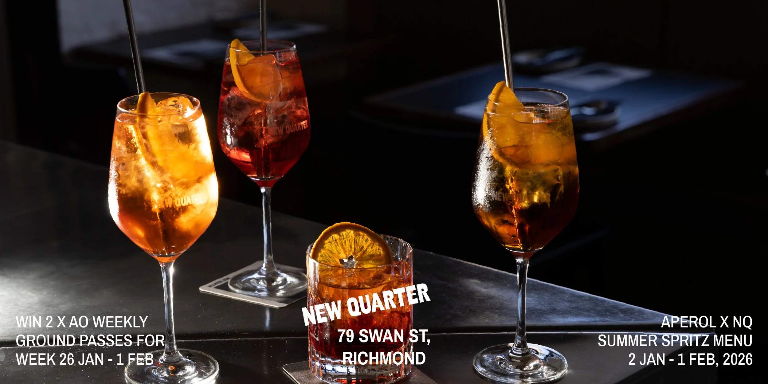 APEROL X NEW QUARTER - WIN 2 X AO GROUND PASSES