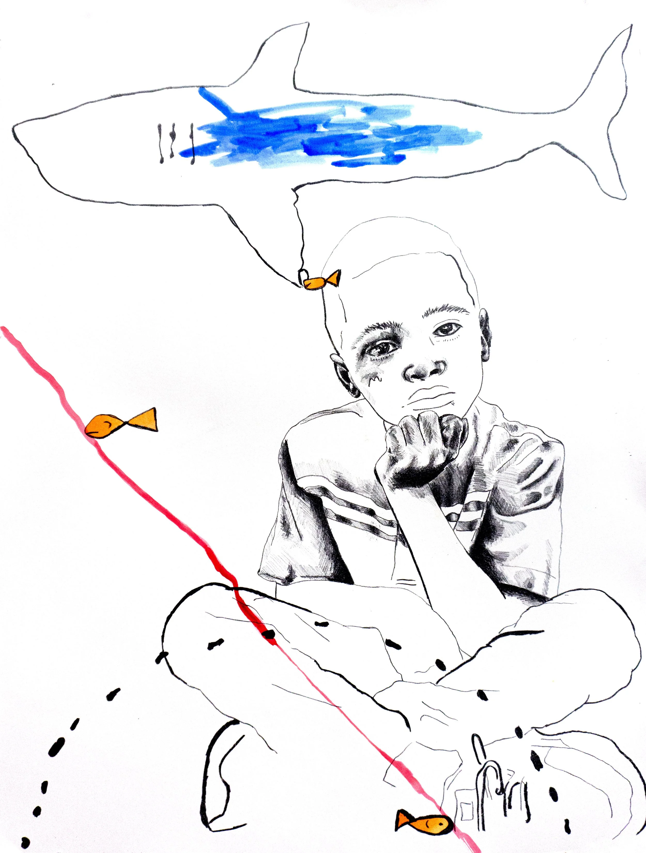 "Deep Blue Thoughts"
24in. x 30in.
stone lithography