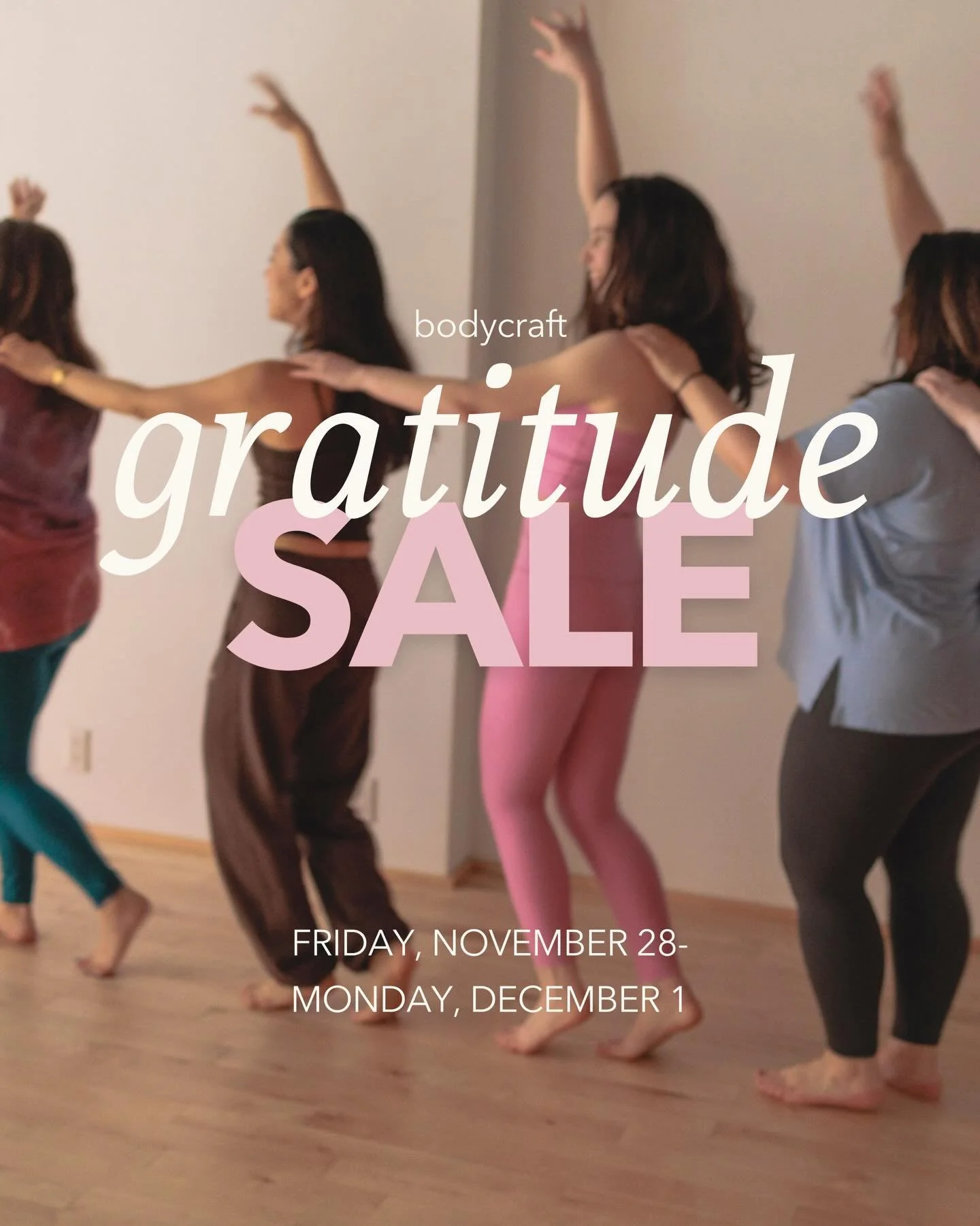 our gratitude sale is here!! if you&rsquo;ve been considering upping your commitment to your intentional, life-giving movement practice, now is THE moment! sale ends monday 🫶