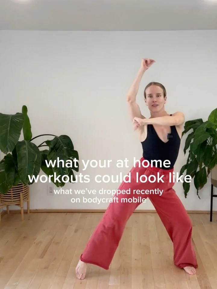 workouts in your living room can feel as alive and vibey as our nyc studio! there&rsquo;s no excuse to be bored or unmotivated! on bodycraft mobile, we drop about 3-5 videos EVERY WEEK for only $28/month. lift heavy weights, do a bodyweight only clas