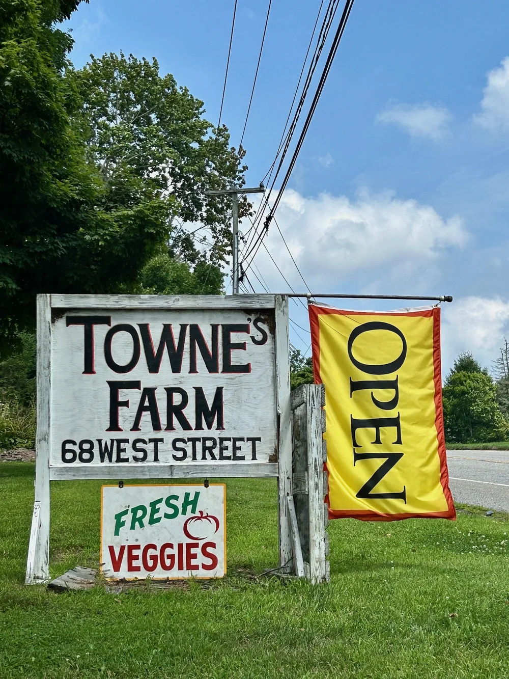   Towne's Farm is open for sweet corn, fresh veggies, and westerly views.  