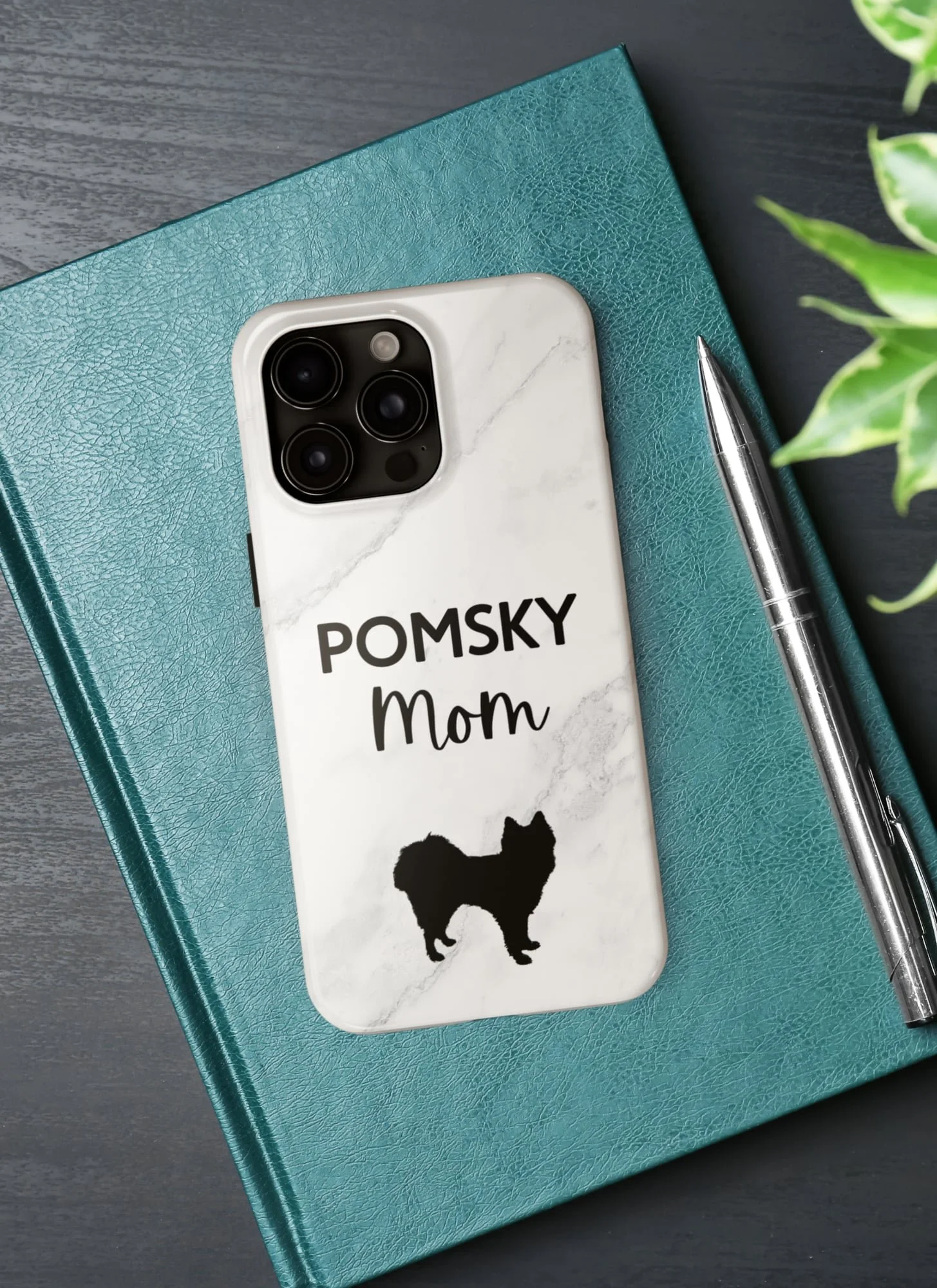 Pomsky Mom Tough Phone Case - White Marble