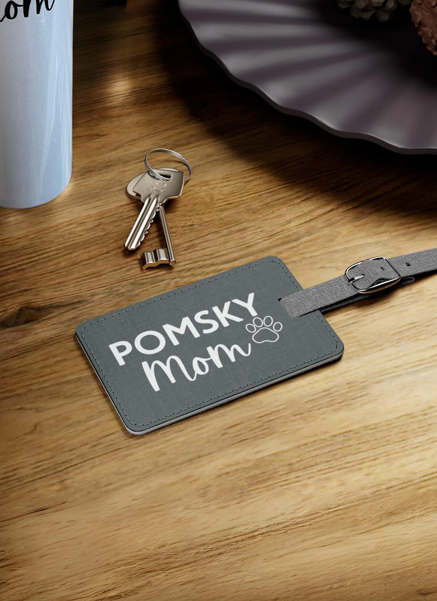 Pomsky Mom Saffiano Polyester Luggage Tag