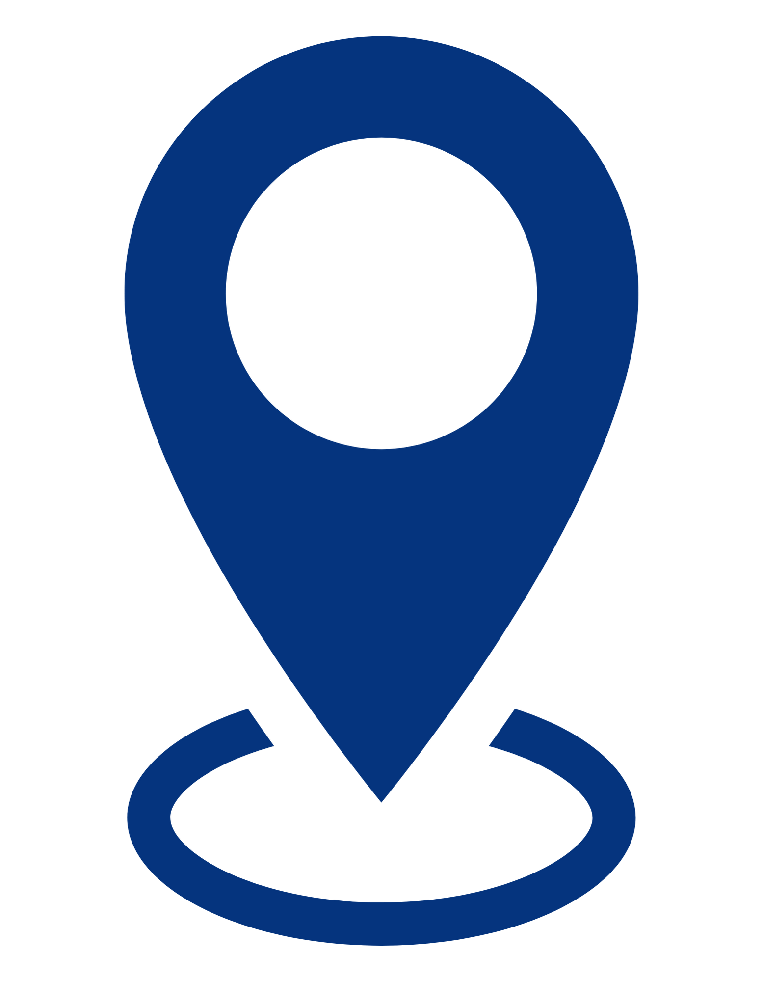 A blue map location pin icon with a circular base on a transparent background.