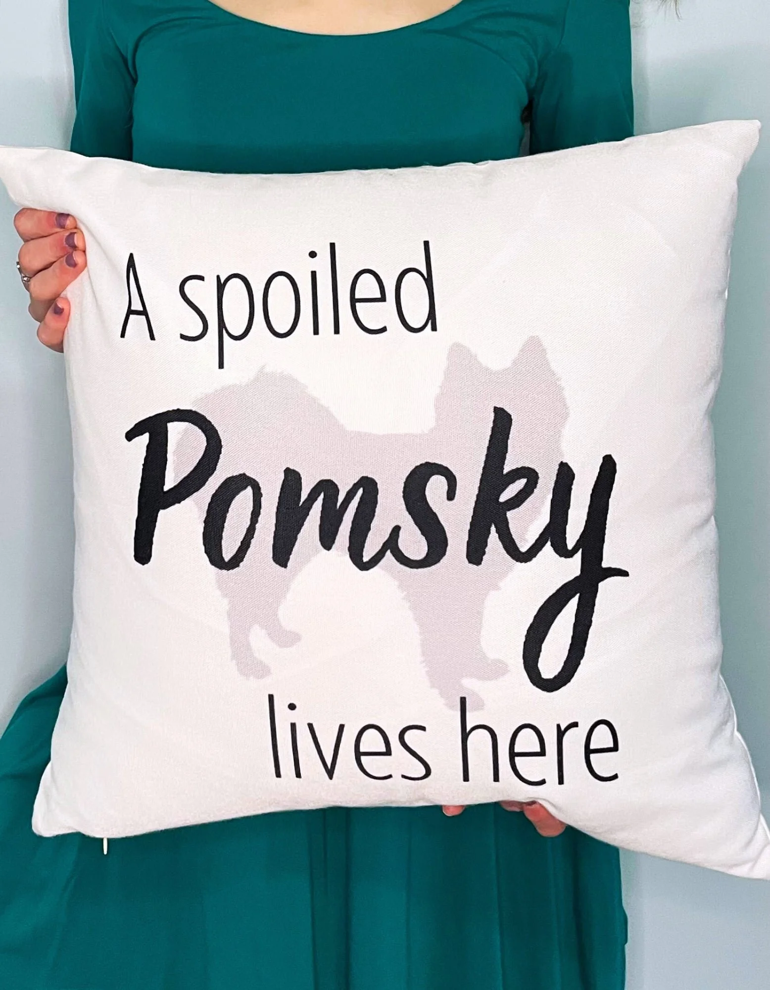 A Spoiled Pomsky Lives Here Pillow