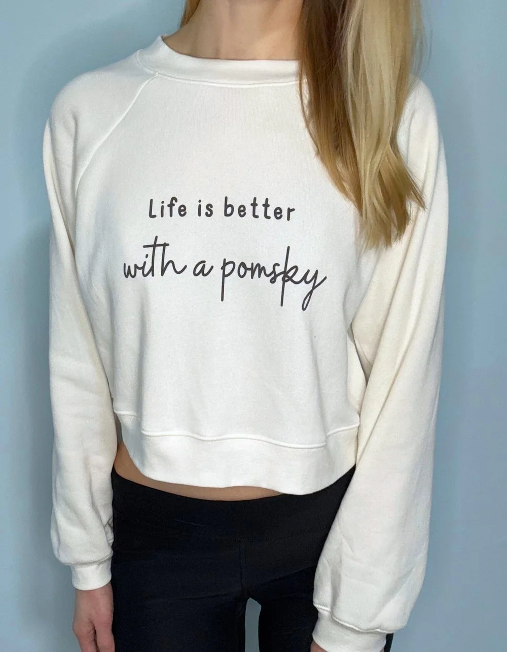 Life is Better with a Pomsky - Women's Cropped Fleece Pullover