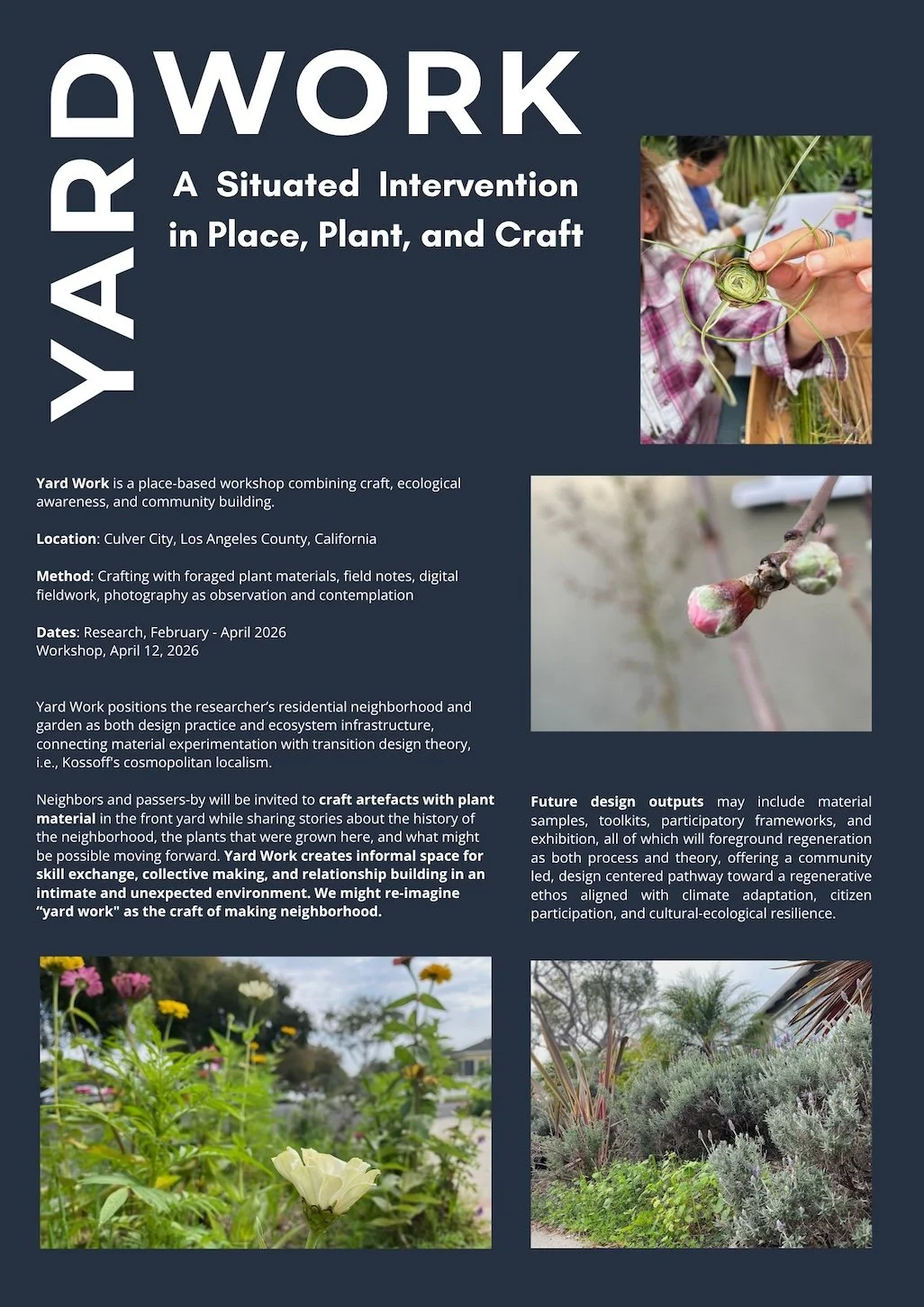 a brochure with images of plant life and text about yards and craft