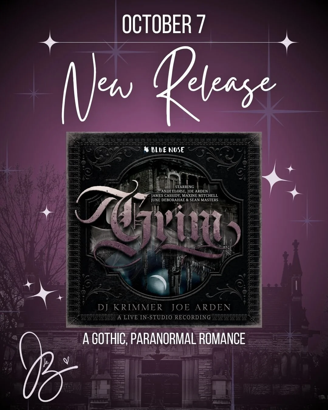 Happy Release Day to @djkrimmer and @therealjoearden for the recording of Grim! This was brought to life by the inimitable @andieloisevoice and @therealjoearden, joined by myself, @narratormaxine, @seanmastersaudio, and @jamescassidyromance. We had t