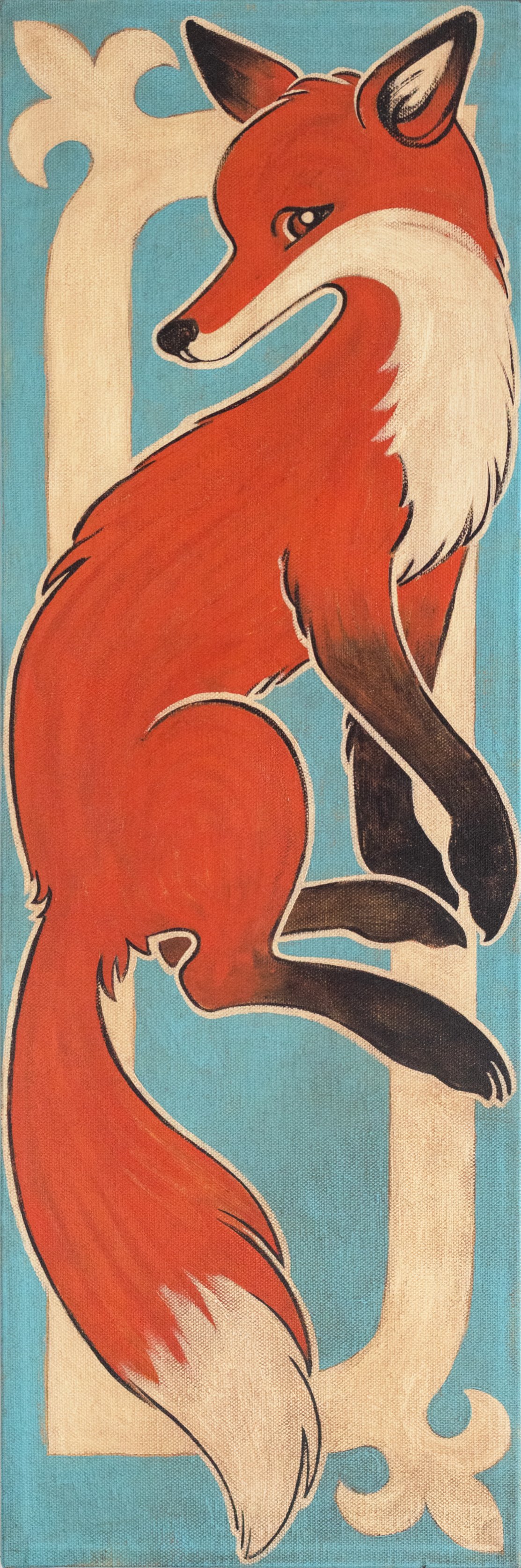 2022 The Elegant Fox, on blue 8x24in.jpg