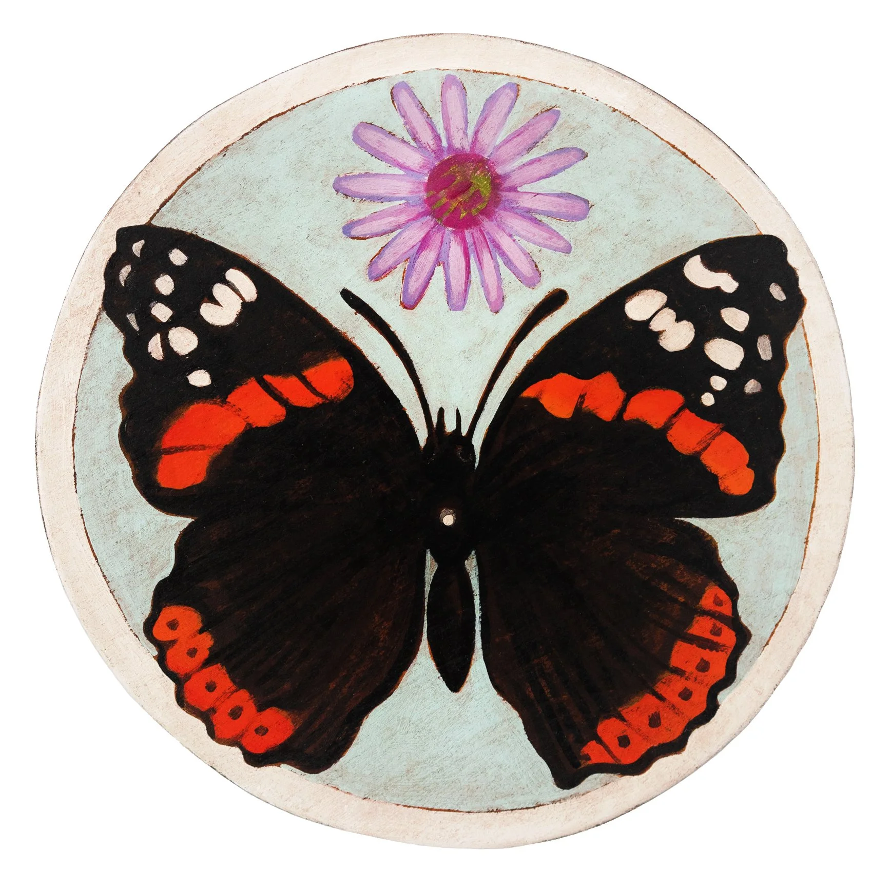 Red Admiral and Echinacea | Original Wood Wall Art