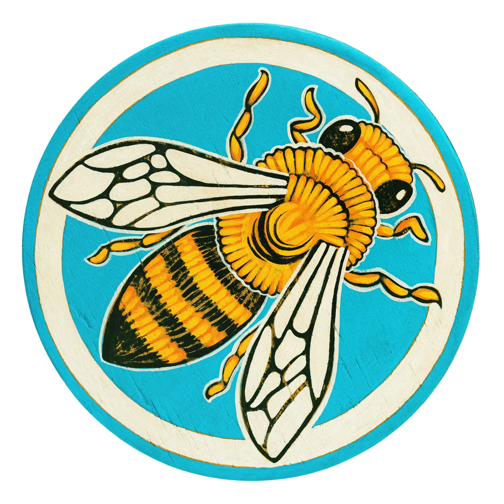 Our Friend The Honey Bee, on blue | Salvaged Wood Wall Art
