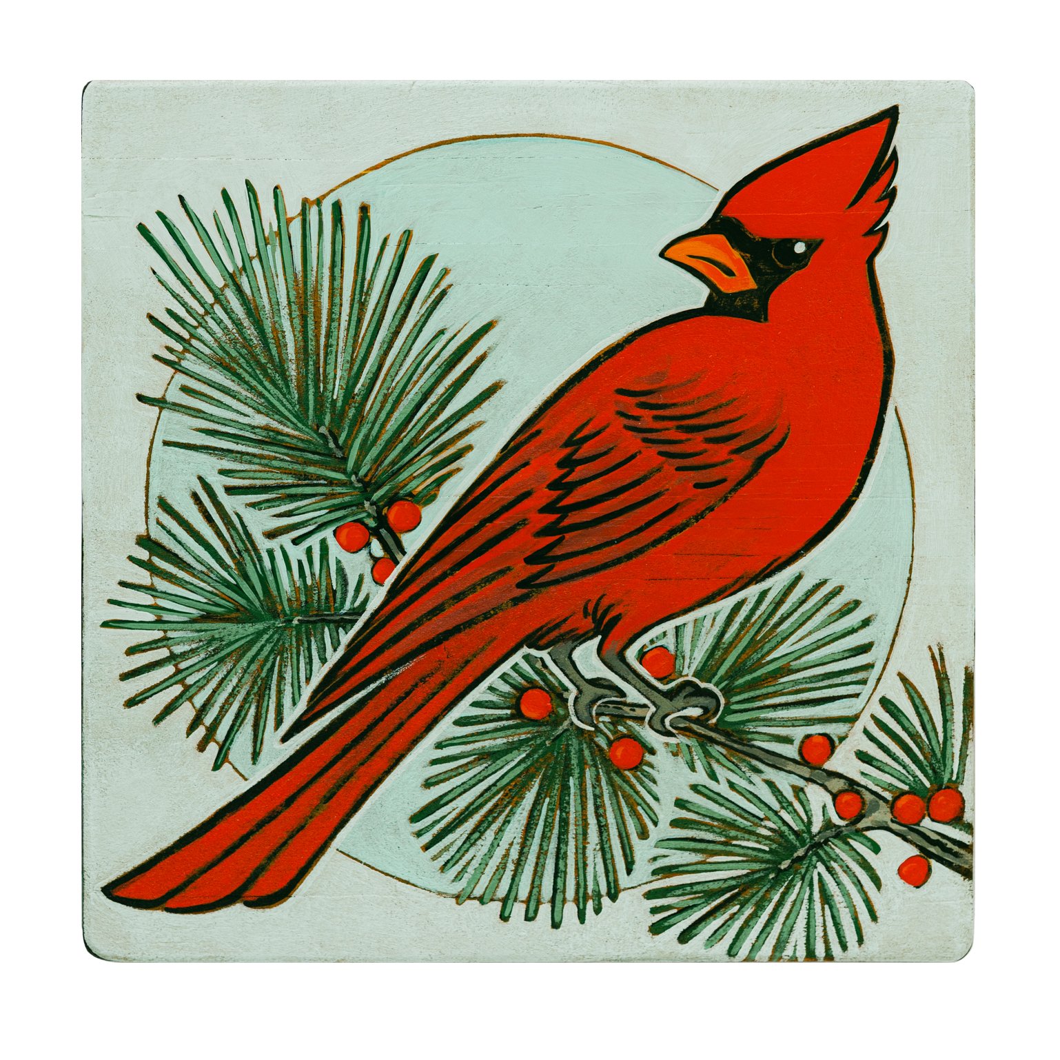 Cardinal and Pine Leaves.jpg