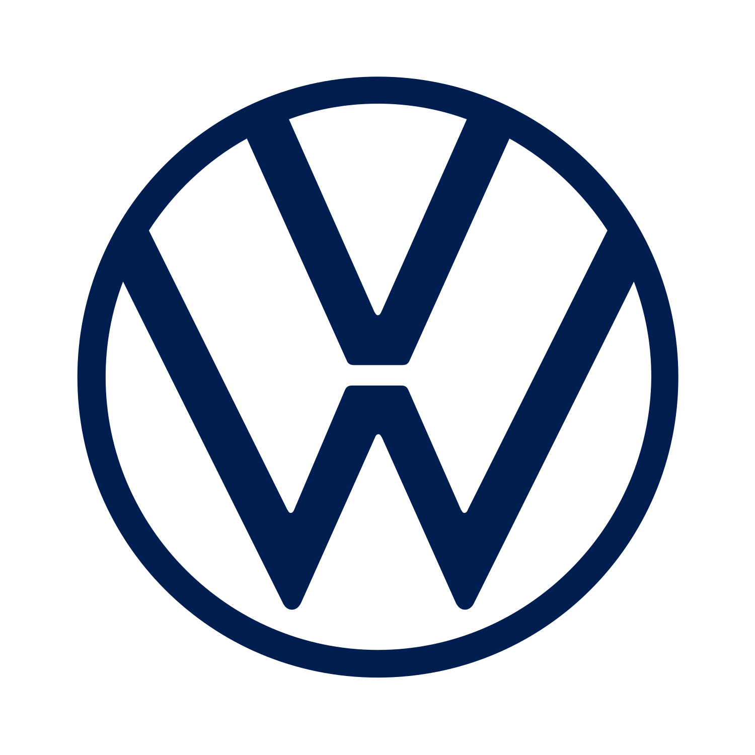 Volkswagen logo with a blue circle and a blue W and V inside.