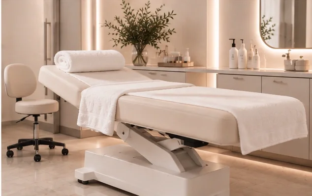 Modern luxury medspa treatment room with an aesthetic treatment table