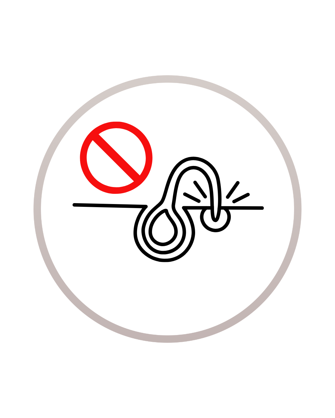 Illustration of a nose with a red prohibition symbol indicating no nose picking.