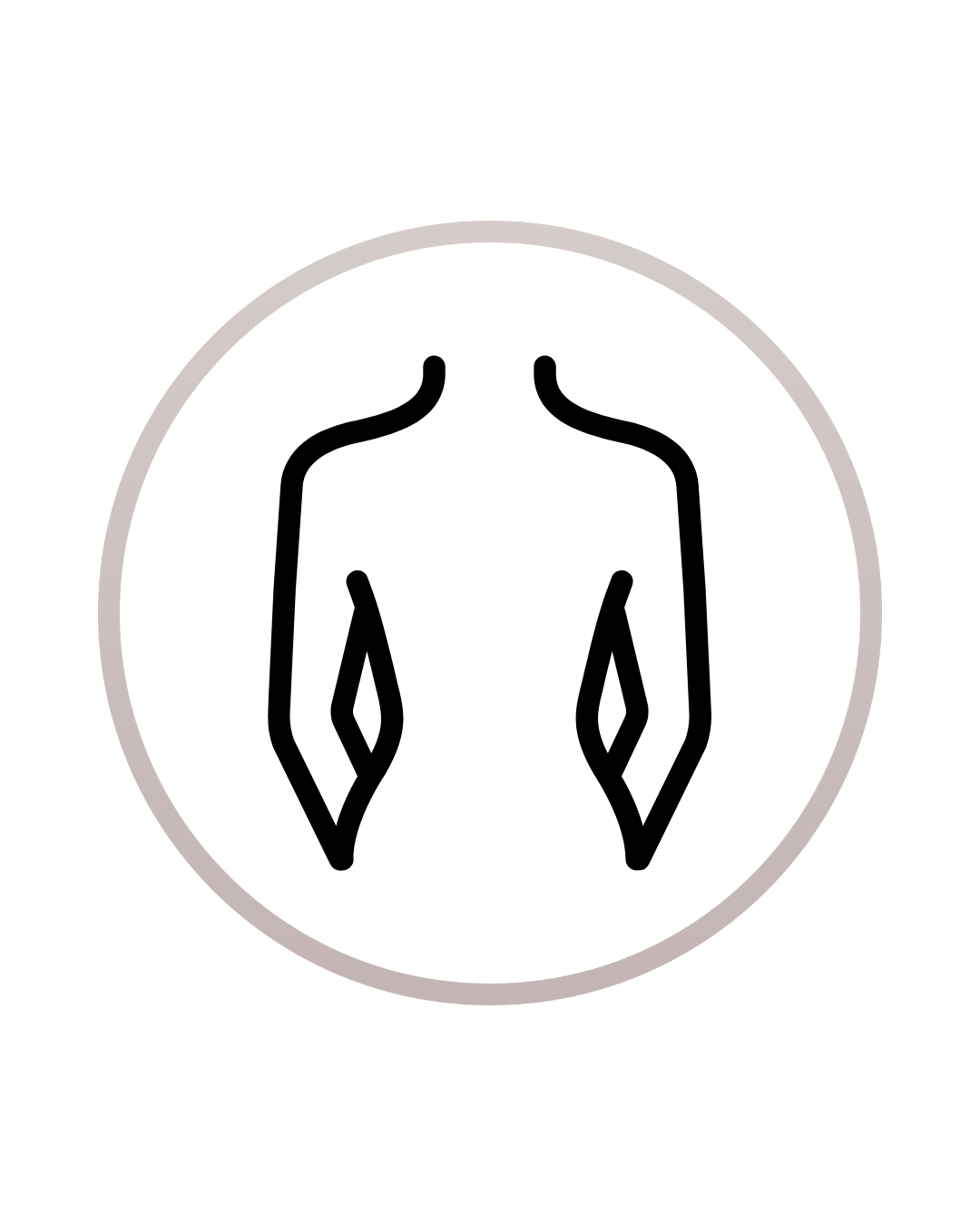 Icon of a human body outline with arms bent downward inside a gray circle