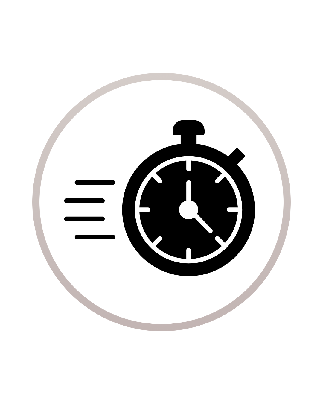 A stopwatch with motion lines on a white background.