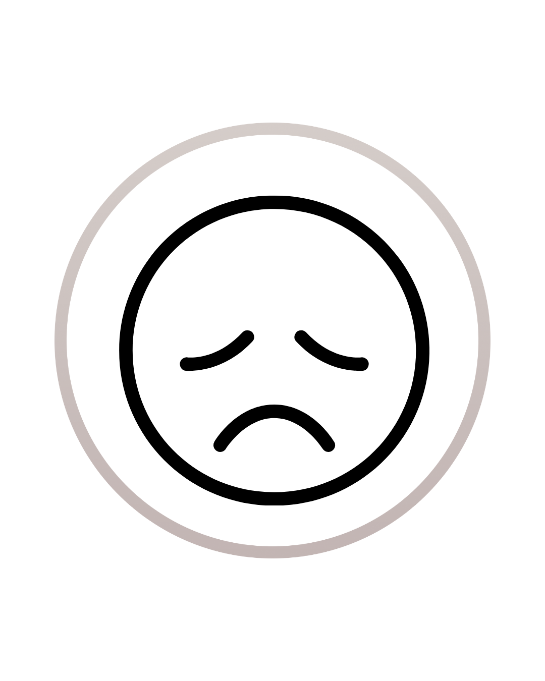 Sad face emoji with a frown and closed eyes.