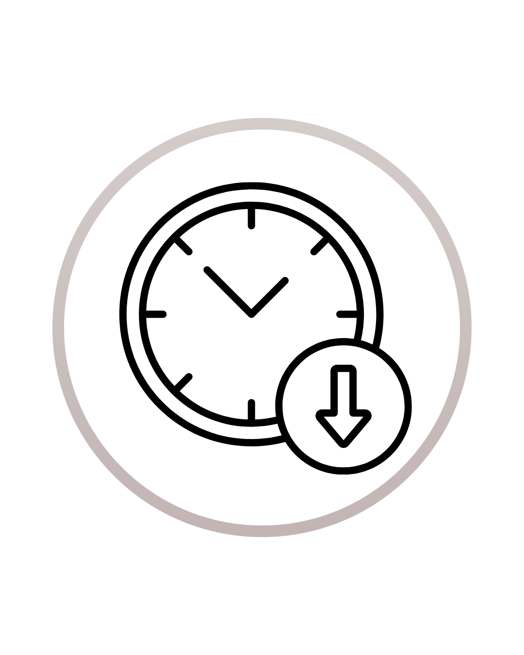 Clock icon with a download arrow indicating time-related download or update.