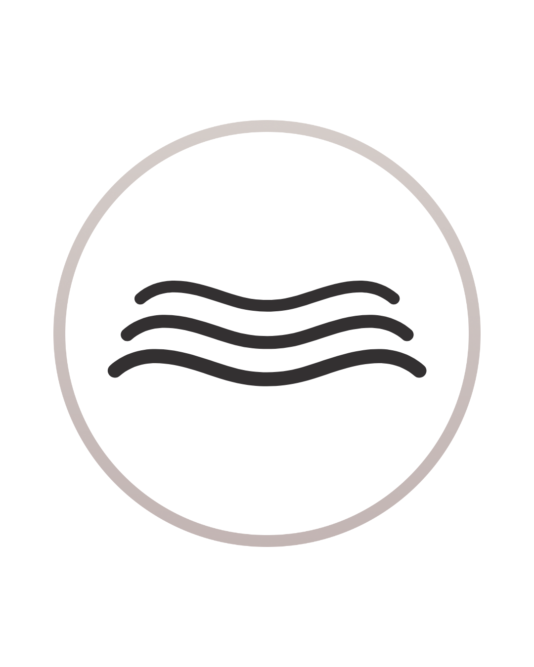 Icon with three wavy lines inside a circle, representing water or waves.