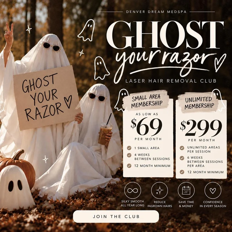 Ghost Your Razor Halloween laser hair removal promotion at Denver Dream Medspa