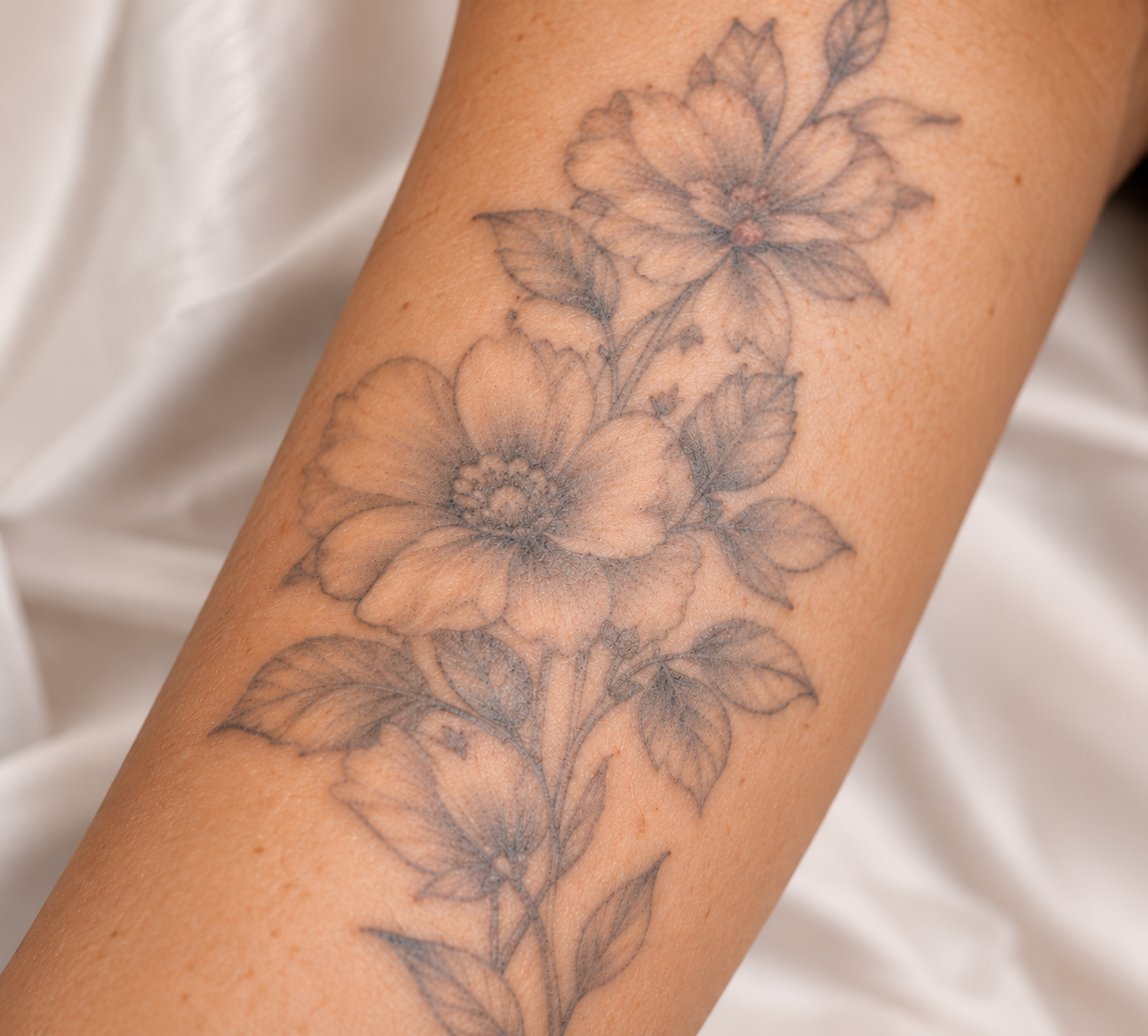 Faded floral tattoo