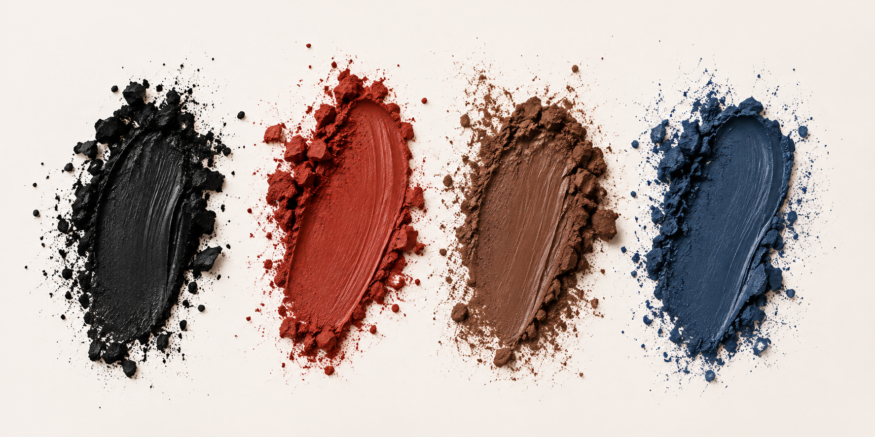 Black, red, brown and blue tattoo pigments