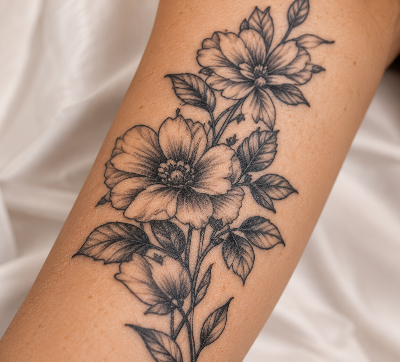 Dark floral tattoo