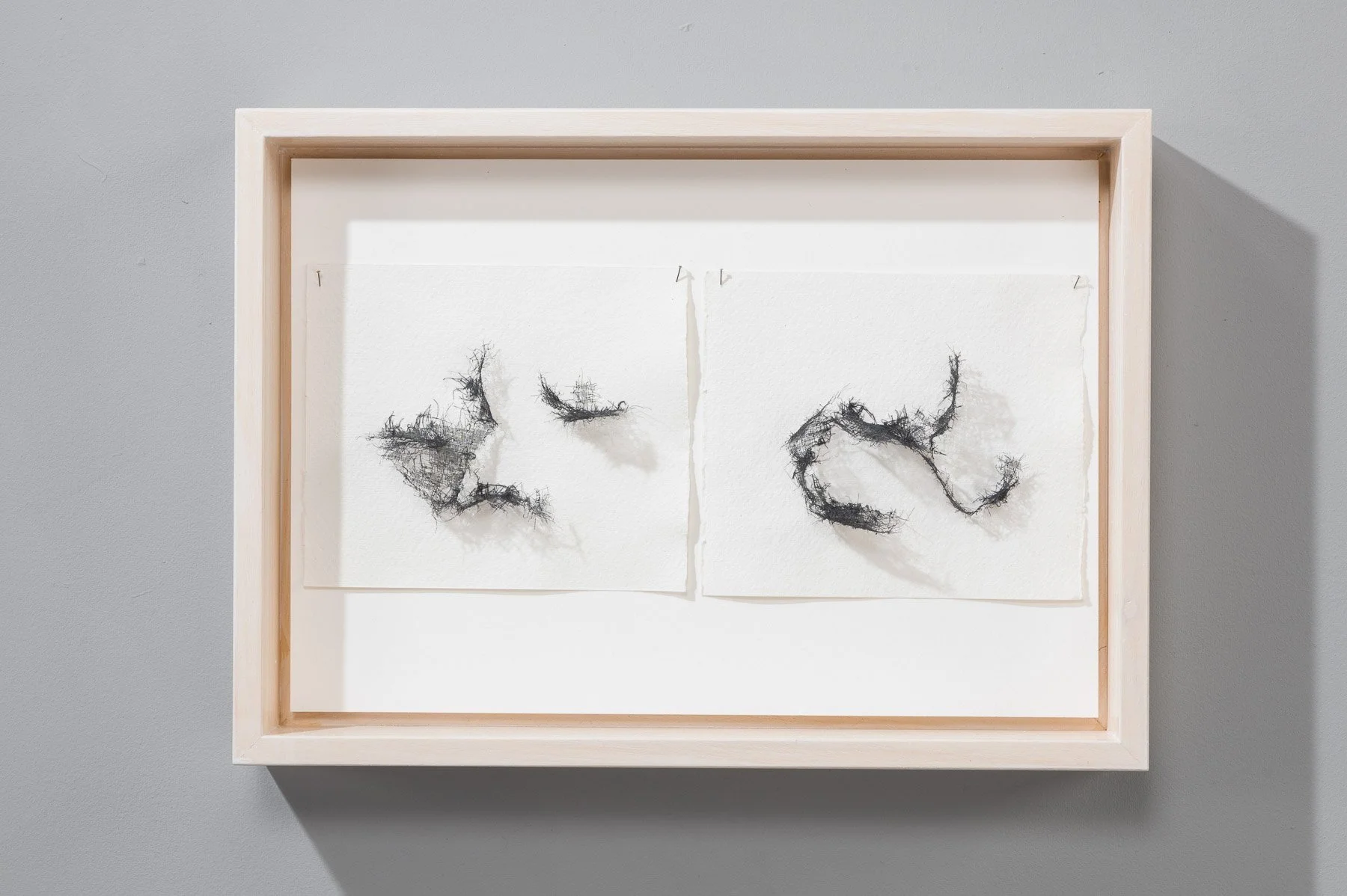 WHILE WE WERE TALKING. 40 x 30cm framed. Organdie & paper.
