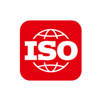 ISO logo with red background, white globe, and white text reading 'ISO'