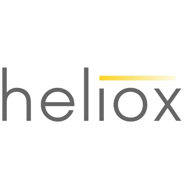 The word 'helix' in lowercase gray font with a yellow gradient line above the letter 'i'.