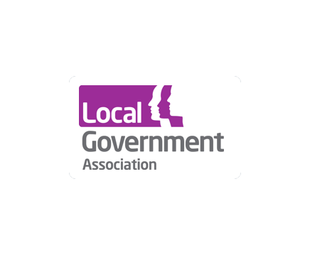 Logo of a local government association with purple and gray colors and stylized profile silhouettes