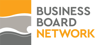 Business Board Network logo with orange, gray, and white design.
