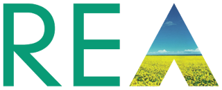 Text spelling 'RE' with a mountain and sky scene inside the letter A.