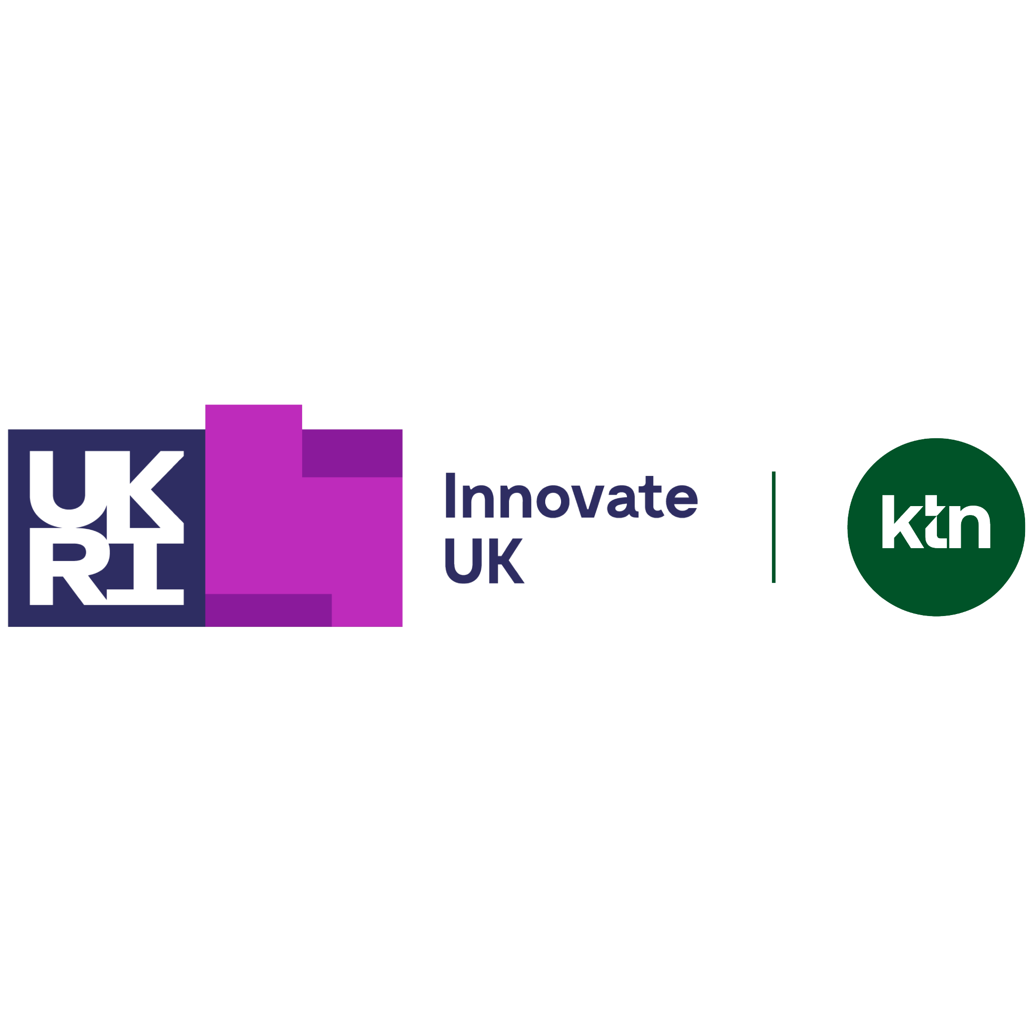 UKRI logo with purple squares, 'Innovate UK' text, and green 'ktn' circular logo