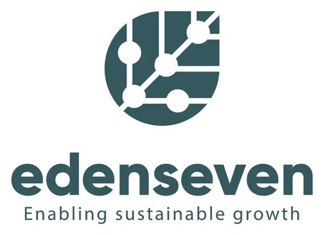 Logo of Edenseven with a circular graphic of interconnected nodes and lines, and the tagline 'Enabling sustainable growth'.