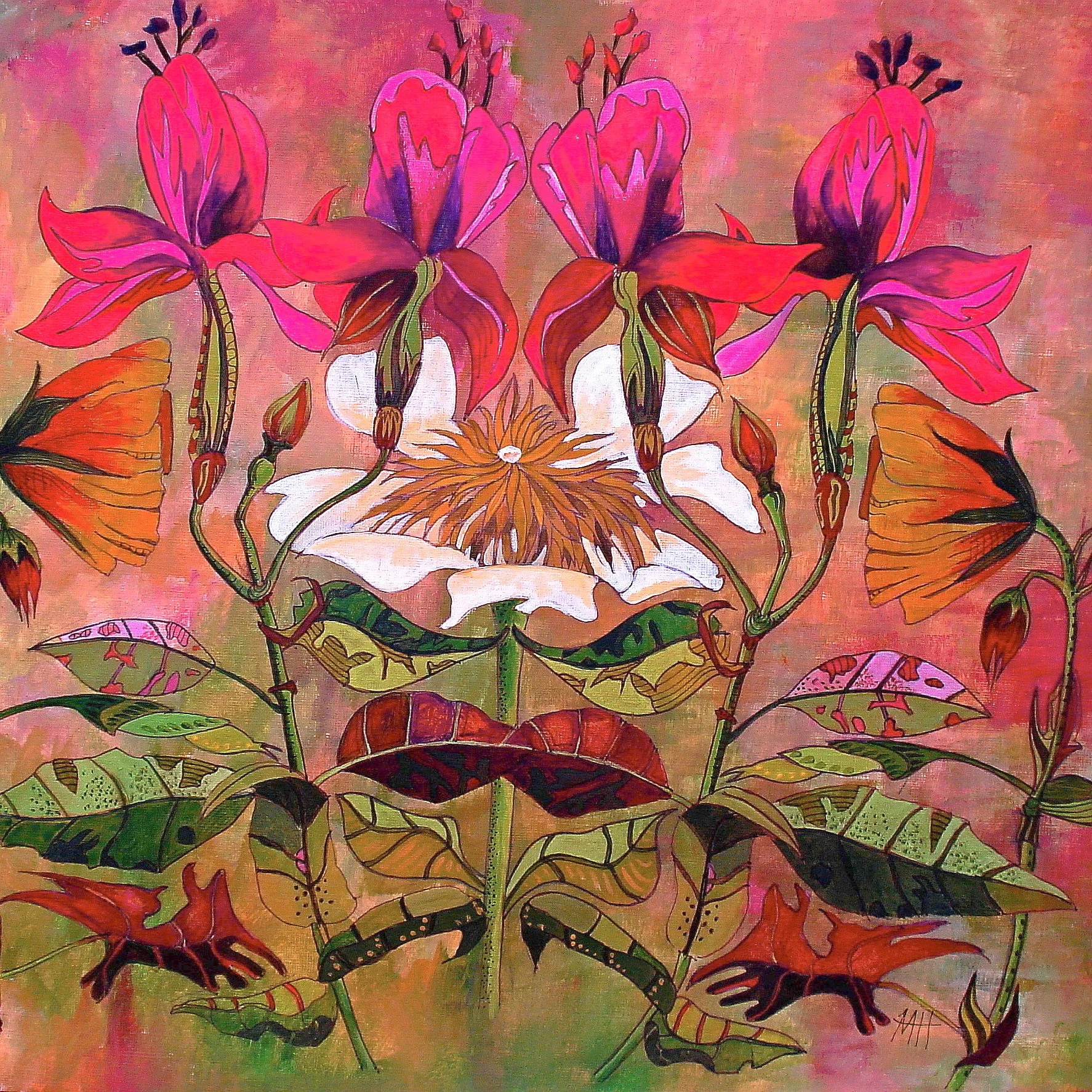 'Fuscia in Symmetry'
W40cm x H40cm  £79