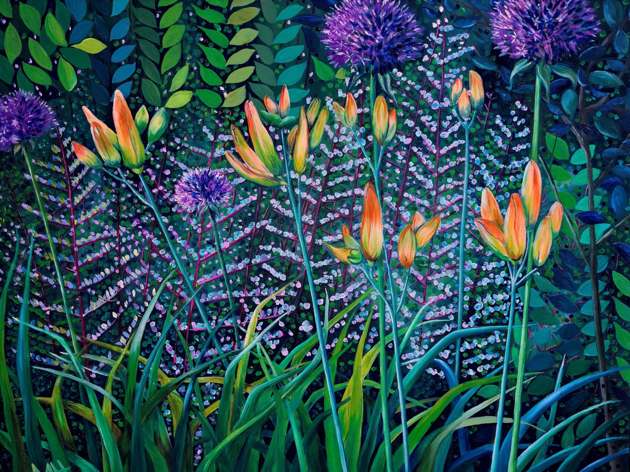 'Patterns with Lillies and Alliums'
W60cm x H45cm £95