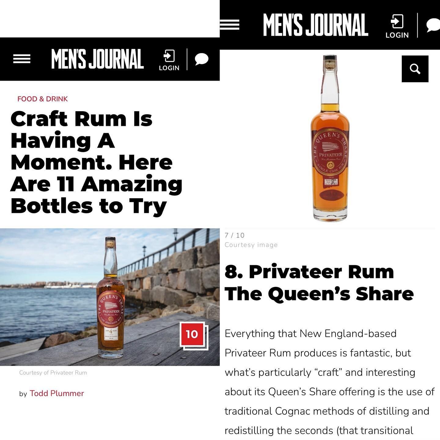 We&rsquo;re here for this moment! Thanks @mensjournal + @eatgaylove for including @privateerrum in this craft rum roundup. Officially ready for #NationalRumDay now🍹