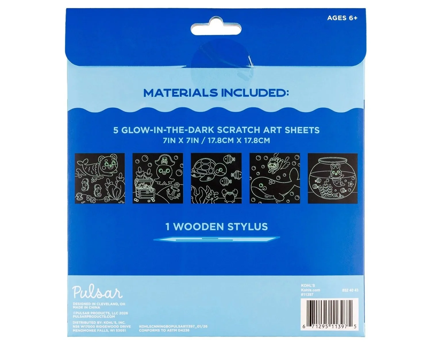Glow-in-the-Dark Ocean Scratch Art Back Packaging