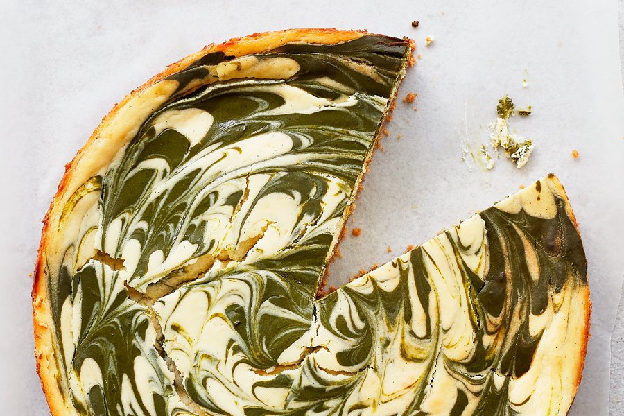 Baked Vegan Matcha Tofu Cheesecake