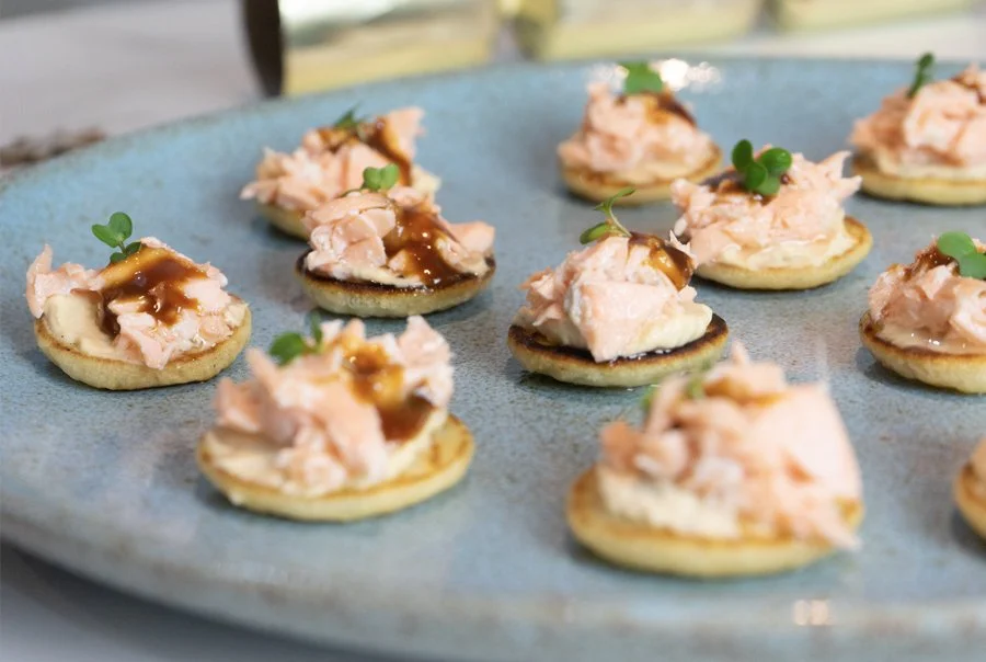 Easy Yuzu Salmon Blini Canapé recipe — Miso Tasty