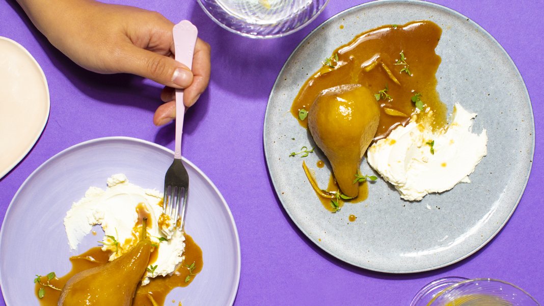 Poached Pears With Lemon Miso Syrup Recipe