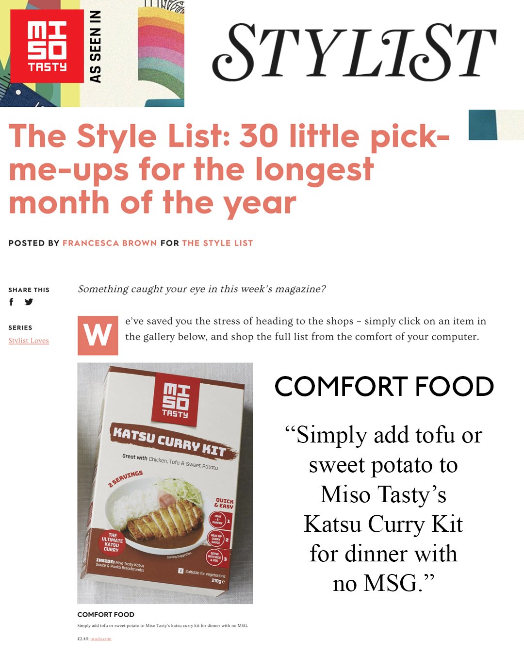 Miso Tasty's Katsu Curry Kit In Stylist's The Style List: 30 Little  Pick-me-ups for the longest month of the year — Miso Tasty